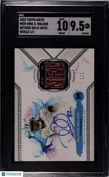 2023 Topps Motif Delanie Walker #MRR-DWA Retired Relic Autograph Shield 1 1 SGC 9.5 Auto 10