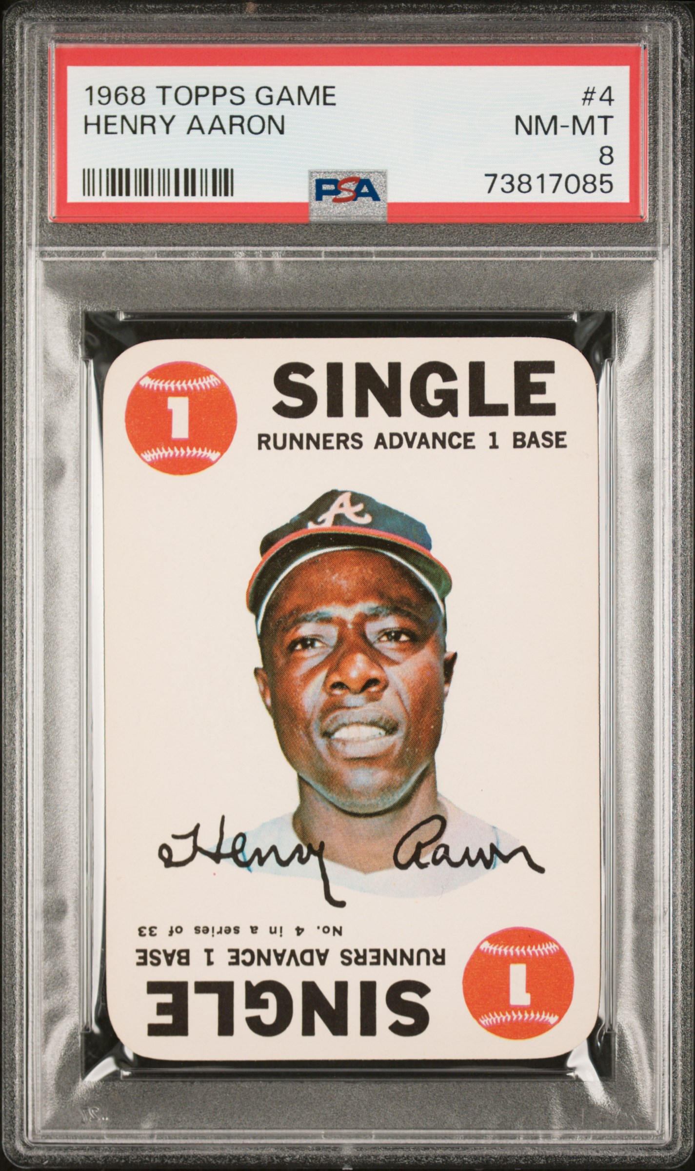 Henry Aaron 1968 Topps Game  #4 PSA 8
