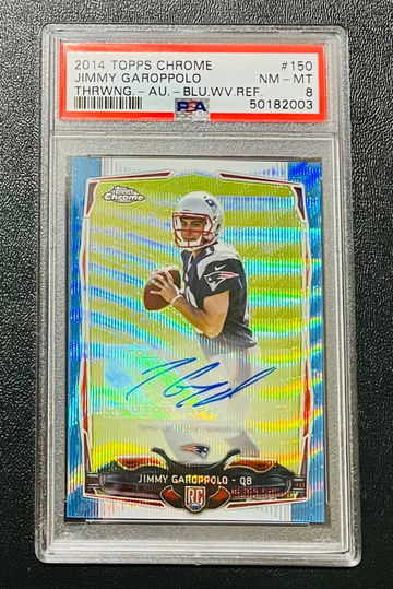 2014 Topps Chrome Jimmy Garoppolo Blue Wave Refractor RC /20 AUTO PSA 8 POP 1