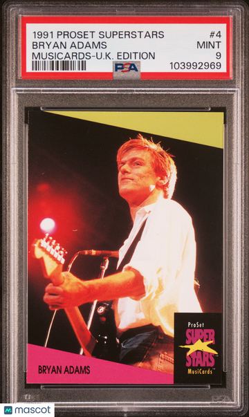 1991 Proset Superstars Musicards-U.K. Edition Bryan Adams #4 PSA 9