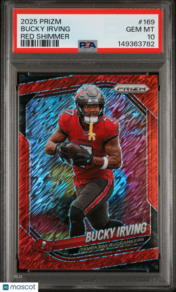 2025 Panini Prizm Bucky Irving #169 Red Shimmer /49 PSA 10