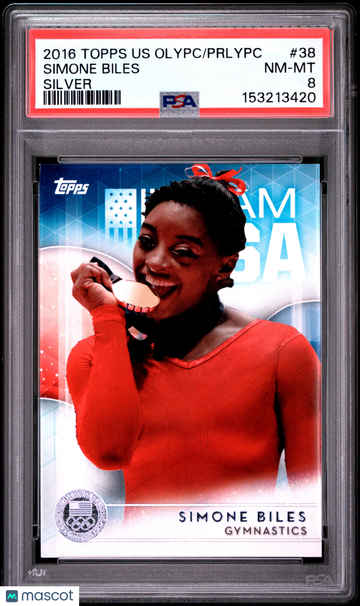 2016 Topps Us Olympics & Paralympics Simone Biles #38 Silver PSA 8