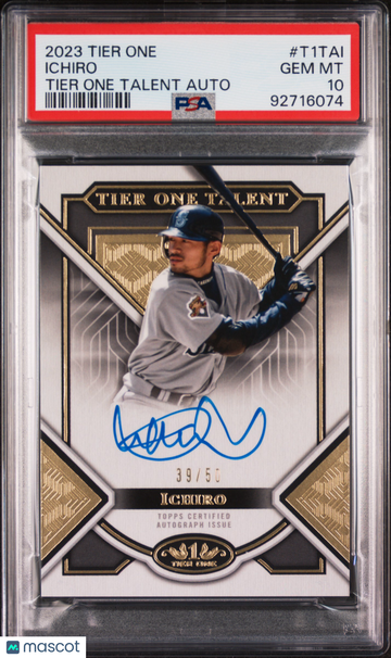 2023 Topps Tier One Tier One Talent Autographs Ichiro #T1TAI /50 PSA 10