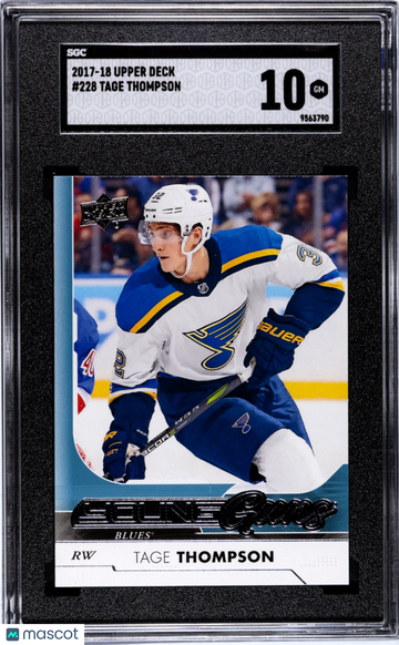 2017-18 Upper Deck Tage Thompson #228 Young Guns Rookie SGC 10