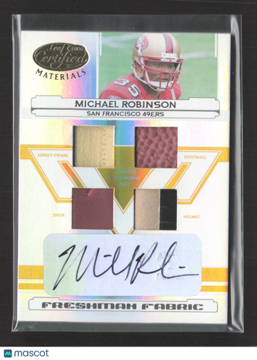 2006 Leaf Certified Materials Freshman Fabric Michael Robinson #212 Helmet Jersey-Prime Football Shoe