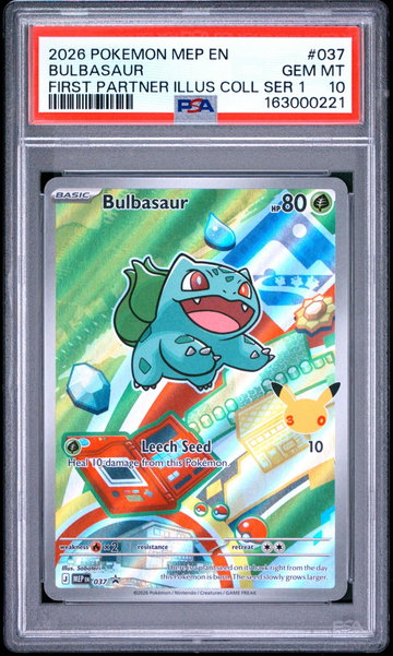 2026 Pokemon Mega Evolution First Partner Illustration Collection Series 1 Bulbasaur #037 PSA 10