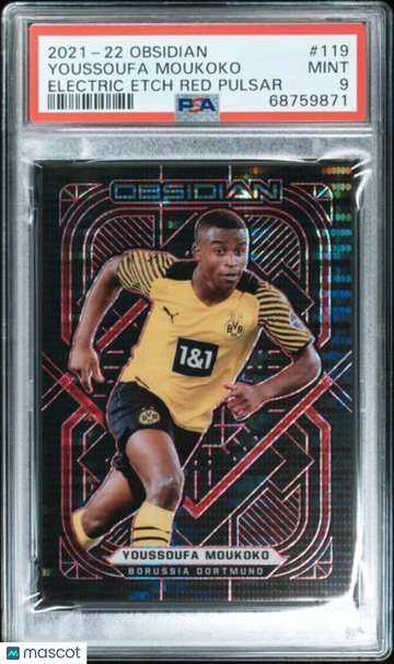 2021 Panini Obsidian Youssoufa Moukoko #119 Electric Etch Red Pulsar PSA 9