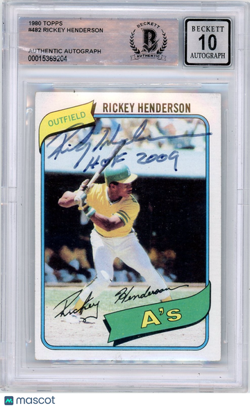 1980 Topps Rickey Henderson #482 /UER Rookie BVG Authentic BAS Auto Authentic
