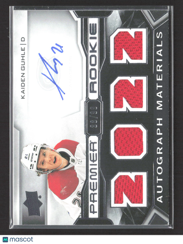 2022 Upper Deck Premier Rookie Autograph Materials Kaiden Guhle #PRA-KG /99 Jersey