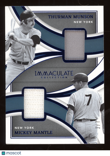 2022 Panini Immaculate Mickey Mantle Thurman Munson #LDM-TM /7 Dual Jersey Patch