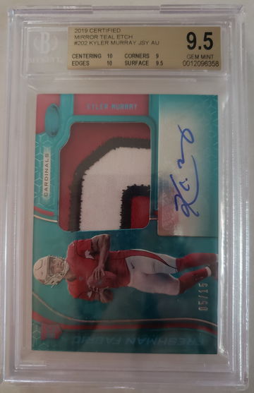 2019 Certified MIRROR TEAL ETCH Kyler Murray RC /15 RPA 3 COLOR PATCH AUTO BGS 9.5 10 