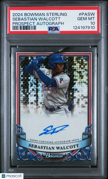 2024 Bowman Sterling Prospect Autographs Sebastian Walcott #PASW PSA 10