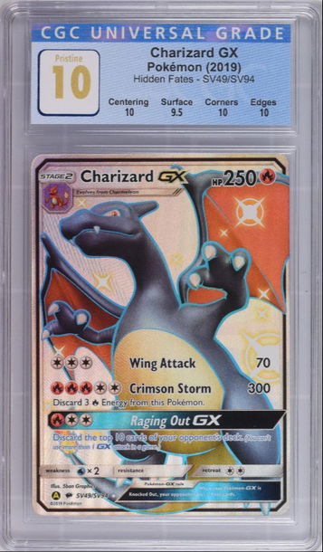CGC PRISTINE 10 Shiny CHARIZARD GX Hidden Fates SV49/SV94
