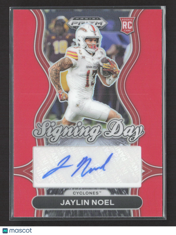 2025 Panini Prizm Draft Picks Signing Day Jaylin Noel #SD-JNL Red 144/399 RC Auto