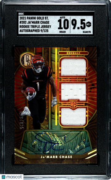 2021 Panini Gold Standard Ja'marr Chase #282 Rookie Triple Jersey Autograph SGC 9.5 Auto 10