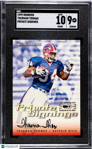 1999 Donruss Thurman Thomas Private Signings SGC 9 Auto 10
