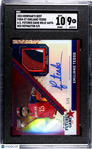 2024 Bowman's Best Emiliano Teodo #FGRA-ET All Star Futures Game Relic Autograph Red Refractor SGC 9 Auto 10
