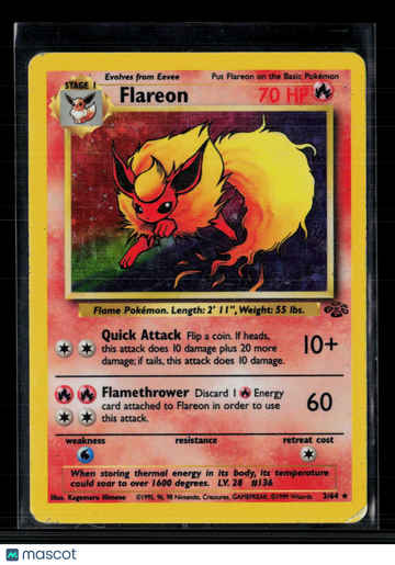 1999 Jungle Flareon Holo Rare #3/64