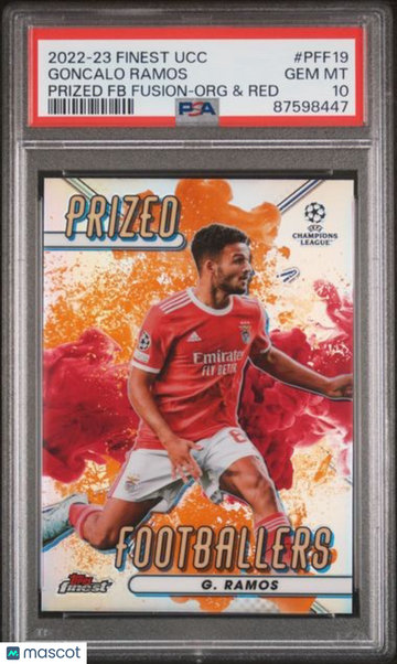 2022-23 Topps Finest UEFA Club Competitions Prized Footballers Fusion Goncalo Ramos #PFF19 FB Org & Red PSA 10