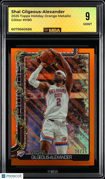 2025 Topps Holiday Shai Gilgeous-Alexander #H90 Orange Metallic Glitter /25 MBA 9