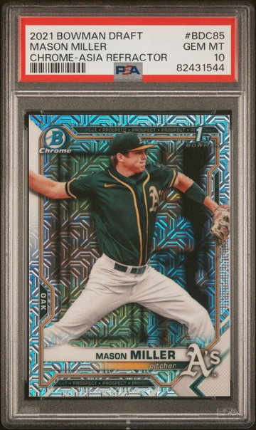 Mason Miller 2021 Bowman Chrome #BDC-85 Asia Mojo Refractor SP PSA 10 GEM MT