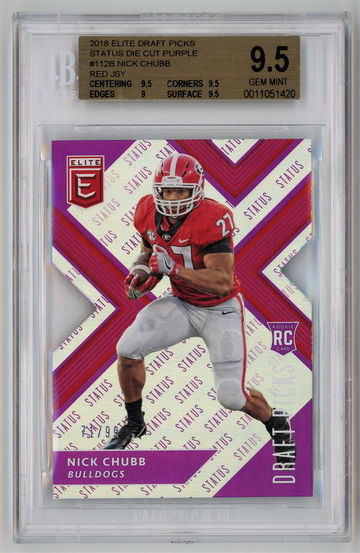 2018 Panini Elite Draft Pick Status Die Cut Purple /99 Nick Chubb BGS 9.5