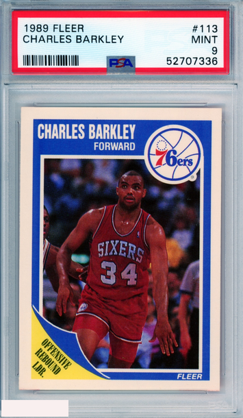 1989 FLEER CHARLES BARKLEY #113 HOF PHILADELPHIA 76ERS PSA 9 MINT