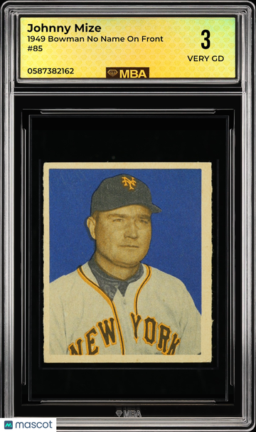 1949 Bowman Johnny Mize #85 No Name on Front MBA 3