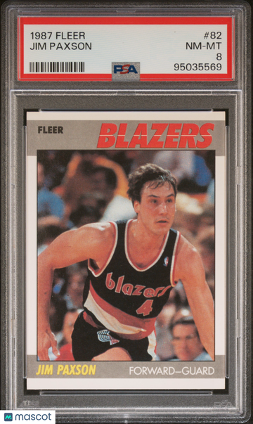 1987 Fleer Jim Paxson #82 PSA 8