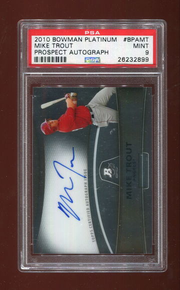 2010 Bowman Platinum Autograph BPAMT Mike Trout PSA 9 MINT