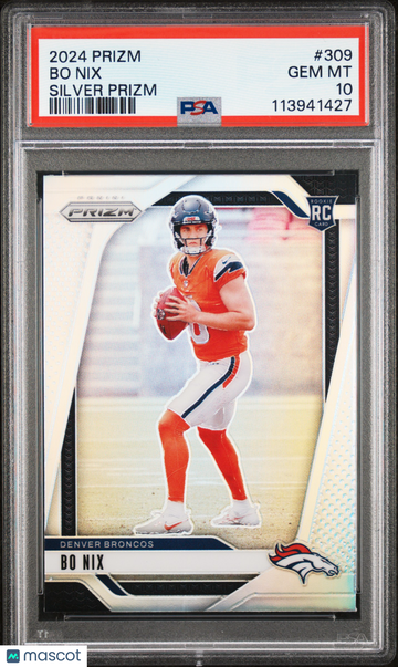 2024 Panini Prizm Bo Nix #309 Silver PSA 10
