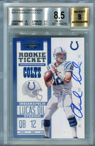 Andrew Luck Contenders Rookie Ticket BGS 8.5 auto 8