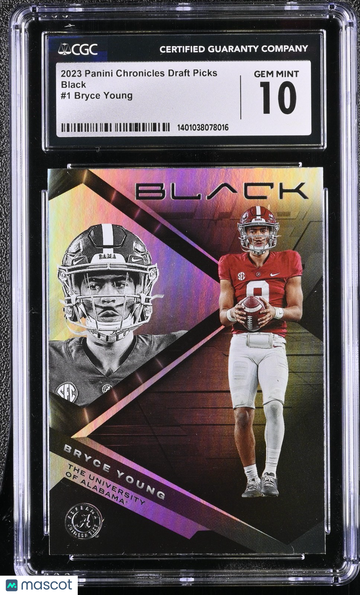 Graded 10 2023 Panini Chronicles Draft Picks Black Rookie Bryce Young #1 Alabama Crimson Tide Football Card