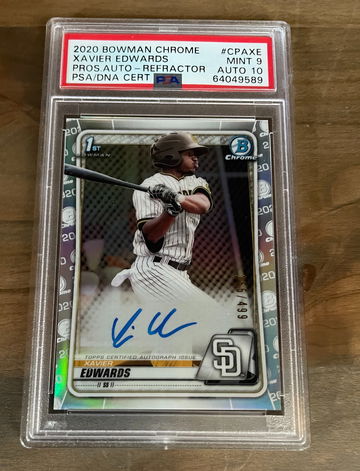 2020 BOWMAN CHROME PROSPECTS REFRACTOR AUTO XAVIER EDWARDS #CPAXE PSA 9