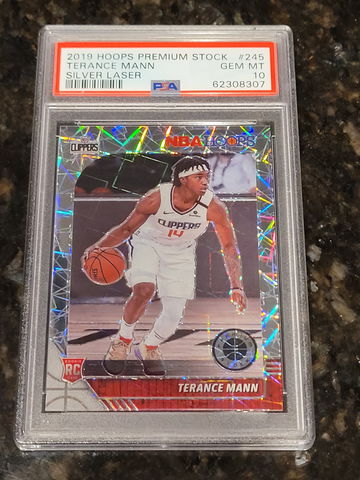 2019-20 Premium Stock Terance Mann Silver Lazer Prizm Rookie RC #245 PSA 10 GEM!