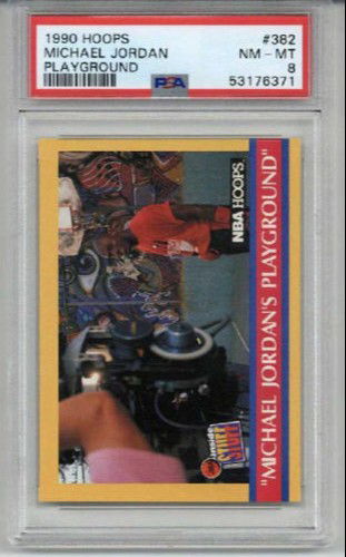 1990 HOPPS PLAYGROUND #382 MICHAEL JORDAN CARD CHICAGO BULLS PSA 8 LOW POP RARE