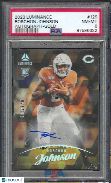 2023 Panini Luminance Roschon Johnson #129 Autograph Gold PSA 10