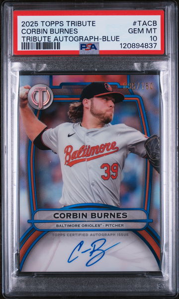 2025 Topps Tribute Blue Corbin Burnes #TA-CB Auto /150 PSA 10