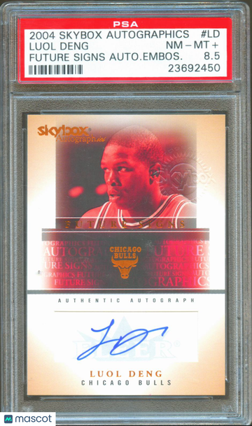 Graded 2004 Skybox Autographics Future Signs Autographs Basketball Card Luol Deng #LD Auto Embos PSA 8.5