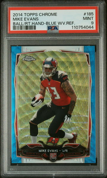 2014 Topps Chrome Blue Wave Refractor Mike Evans #185 PSA 9