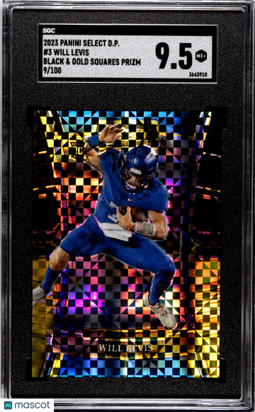 2023 Panini Select Draft Picks Will Levis #3 Black & Gold Squares Prizm 100 SGC 9.5