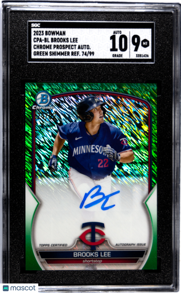 2023 Bowman Brooks Lee #CPA-BL CHR. Pros. Autograph Green Shim. Refractor SGC 9 Auto 10