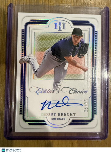 2025 Panini National Treasures Brody Brecht #EC-BBT Ecklar’s Choice Signatures Holo Silver SN AU