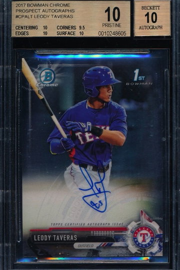 Leody Taveras 2017 10/10 Bowman Chrome Base Auto RC