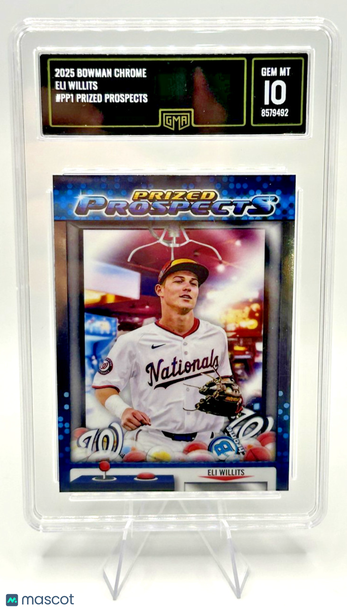 Graded 2025 Bowman Draft GMA 10 Eli Willits PP-1 Base Rookie Insert Auto Washington Nationals