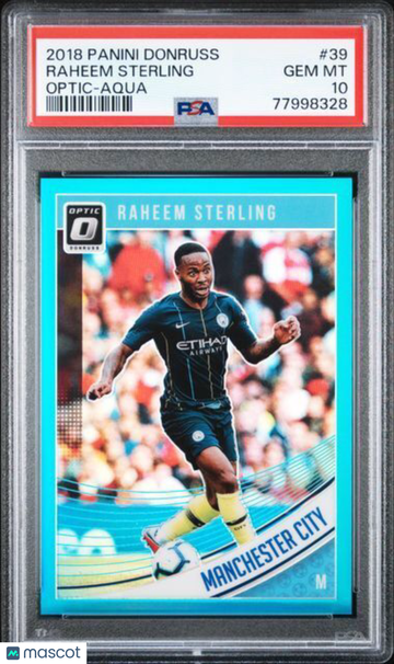 2018 Panini Donruss Raheem Sterling #39 Optic Aqua PSA 10