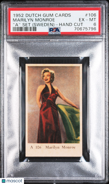 1952 Dutch Gum Cards "a" Set (Sweden) Marilyn Monroe #106 HAND CUT PSA 6