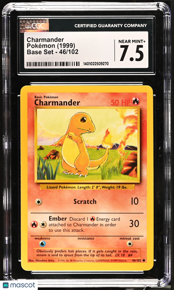 1999 Pokemon Base Set Charmander 46/102 CGC 7.5 #46/102