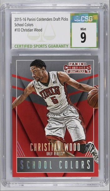2015-16 Contenders DP School Colors Christian Wood Rookie Card CSG 9 Mint