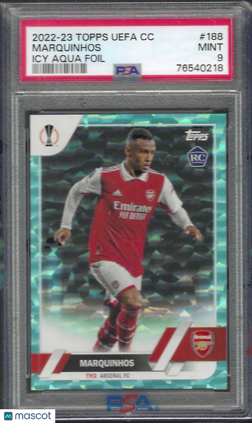 2022 Topps UEFA Club Competitions Marquinhos #188 Icy Aqua Foil PSA 9